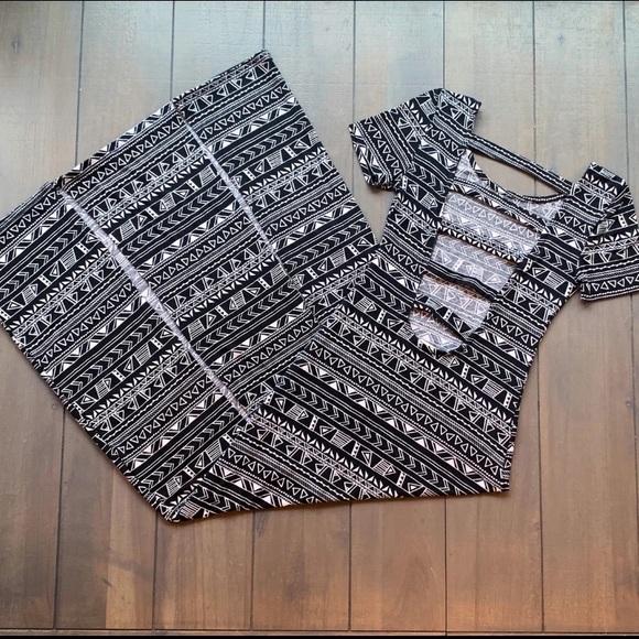 Backless Black Aztec Maxi Dress - Picture 7 of 8